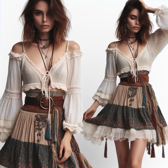 ✨ FIRE WITHIN ME ✨ BOHEMIAN GYPSY BOHO CHIC FESTIVAL TRIBAL SOUTHERN BELL EXOTIC - Picture 10 of 16